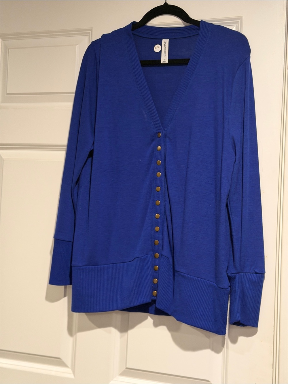 Button-Front Blue Women's Cardigan Sweater